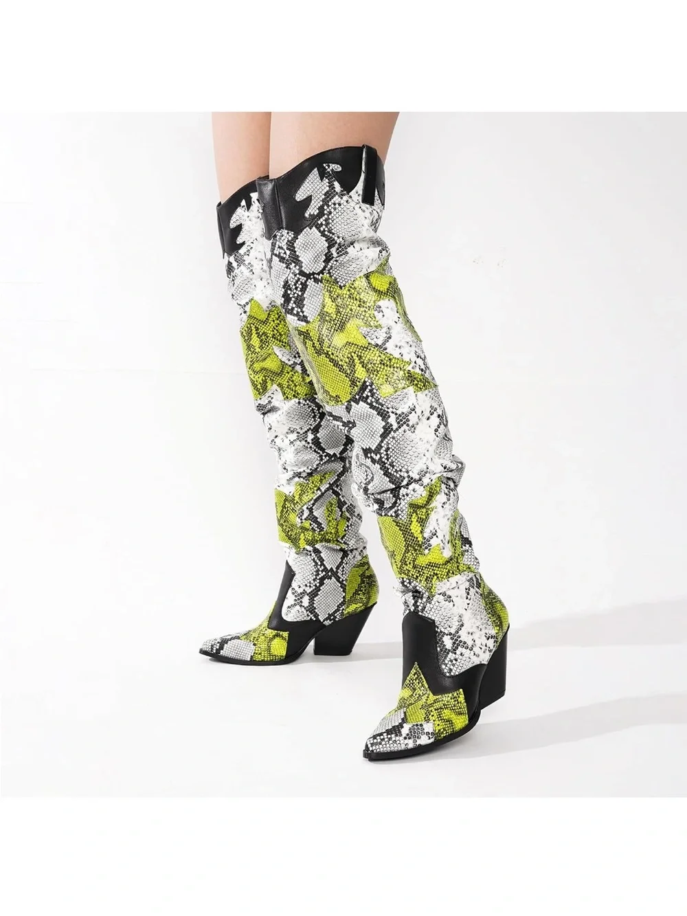 Cape Robbin Snake Print Reptile Leg Sleeve in Yellow and Black